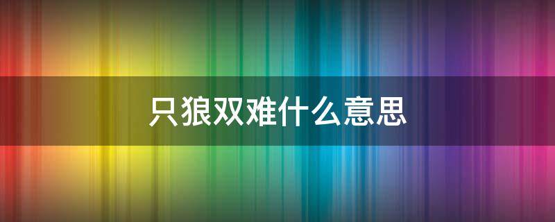 只狼双难什么意思 只狼双难有多难