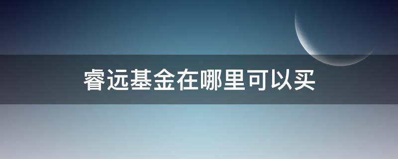 睿远基金在哪里可以买 睿远基金去哪里买