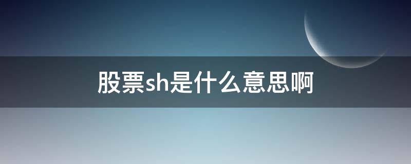 股票sh是什么意思啊（股票是什么意思）