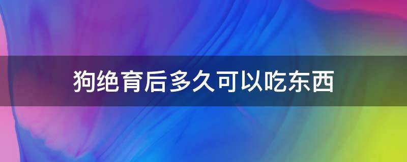 狗绝育后多久可以吃东西（狗做绝育之前多久不能吃东西）