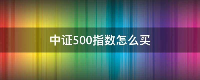 中证500指数怎么买（中证500指数买哪个）