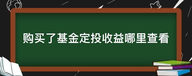 购买了基金定投收益哪里查看（定投的基金在哪里看）