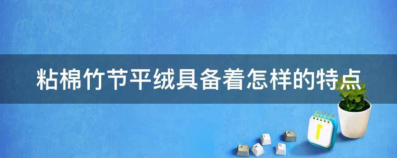 粘棉竹节平绒具备着怎样的特点 粘棉竹节平绒具备着怎样的特点和功能