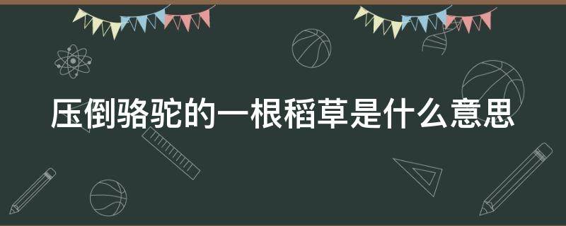 压倒骆驼的一根稻草是什么意思 压倒骆驼的一根稻草出处