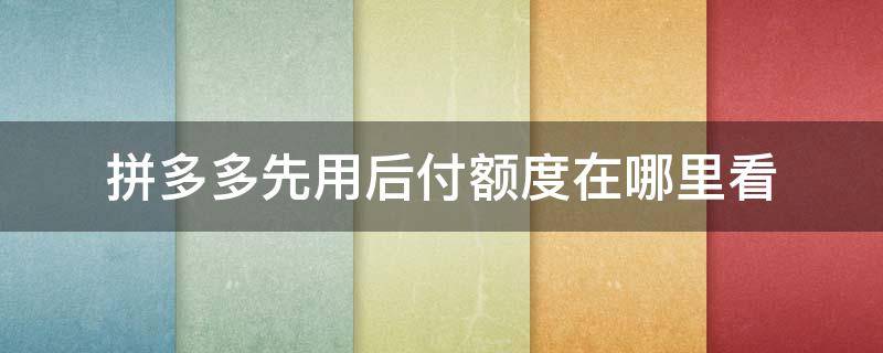 拼多多先用后付额度在哪里看（拼多多先用后付额度在哪里看物流信息）