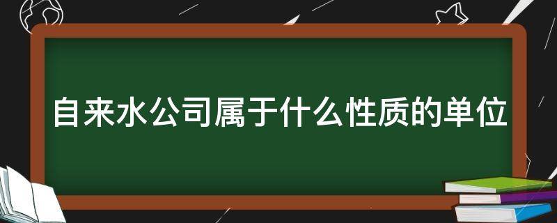 自来水公司属于什么性质的单位（自来水公司是什么性质）