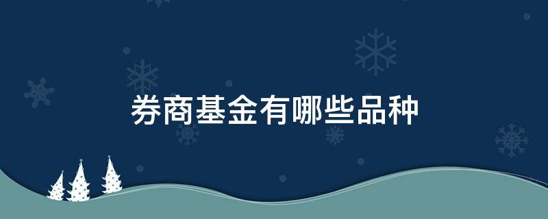 券商基金有哪些品种（证券基金都有哪些）