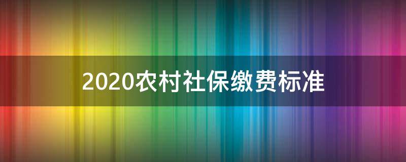 2020农村社保缴费标准（农村社保政策2020）