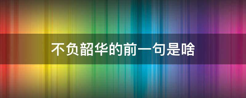 不负韶华的前一句是啥 不负韶华的上一句是什么?