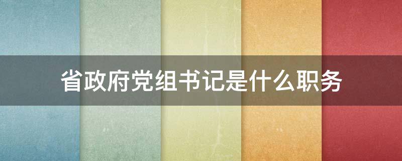 省政府党组书记是什么职务（省政府党组书记是什么级别）