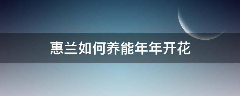 惠兰如何养能年年开花（惠兰花怎么养可以年年开花）