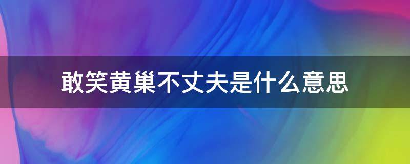 敢笑黄巢不丈夫是什么意思（敢笑黄巢不丈夫是什么意思?）