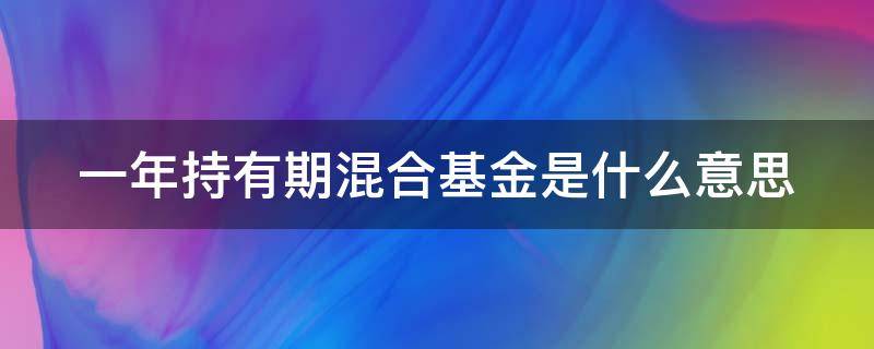 一年持有期混合基金是什么意思（一年持有期混合基金怎么样）