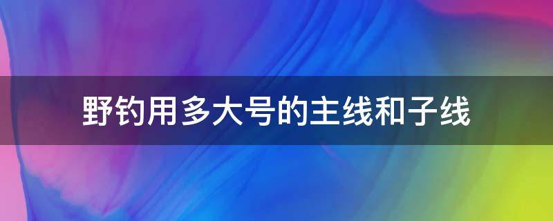 野钓用多大号的主线和子线（一般野钓用多少号主线和子线）