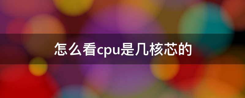 怎么看cpu是几核芯的（怎么看CPU是几核的）