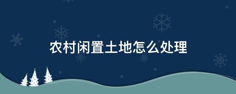 农村闲置土地怎么处理（如何处置闲置土地）