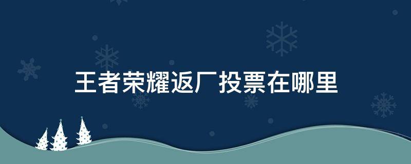 王者荣耀返厂投票在哪里（王者荣耀皮肤返场在哪投票）