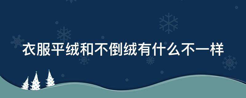 衣服平绒和不倒绒有什么不一样（衣服平绒和不倒绒有什么不一样吗）