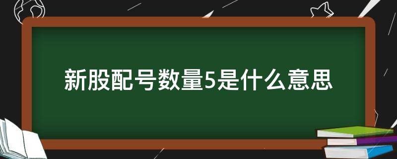 新股配号数量5是什么意思（股市里的配号5是什么意思）