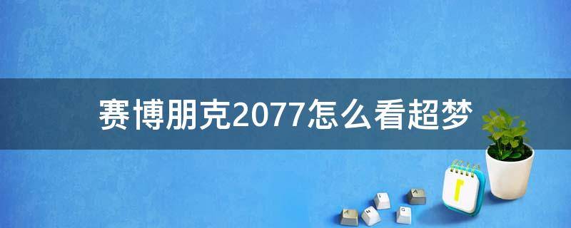 赛博朋克2077怎么看超梦 赛博朋克2077如何看超梦