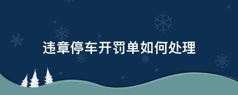 违章停车开罚单如何处理 交警开的违停罚单怎么处理