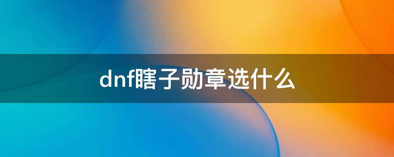 dnf瞎子勋章选什么 瞎子带什么勋章好