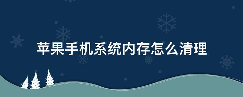 苹果手机系统内存怎么清理（苹果手机怎么把系统内存清理）