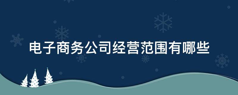 电子商务公司经营范围有哪些（电子商务科技公司的经营范围）