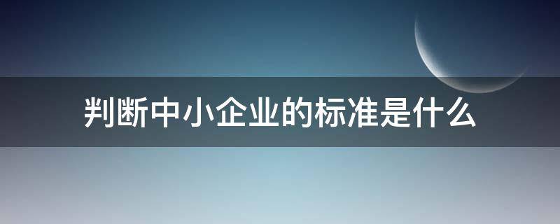 判断中小企业的标准是什么（小企业的判定标准是什么）