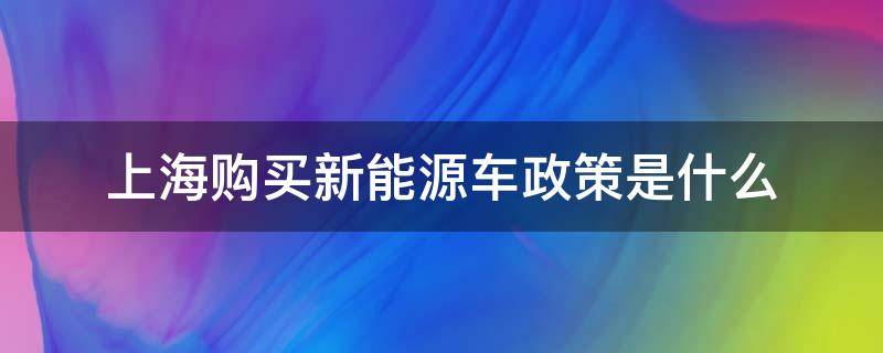 上海购买新能源车政策是什么（上海企业购买新能源车的政策）