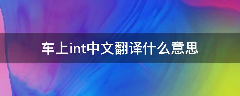 车上int中文翻译什么意思 int是什么意思