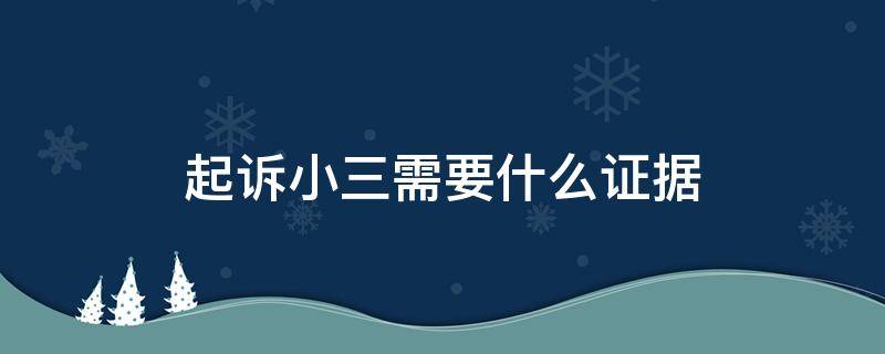 起诉小三需要什么证据（妻子起诉小三需要什么证据）