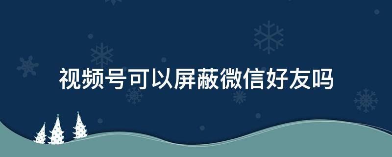 视频号可以屏蔽微信好友吗（微信视频号可以屏蔽好友吗微信视频号怎么屏蔽别人）