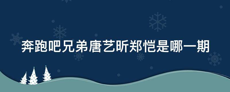 奔跑吧兄弟唐艺昕郑恺是哪一期 奔跑吧兄弟郑恺和唐艺昕一组是哪一期