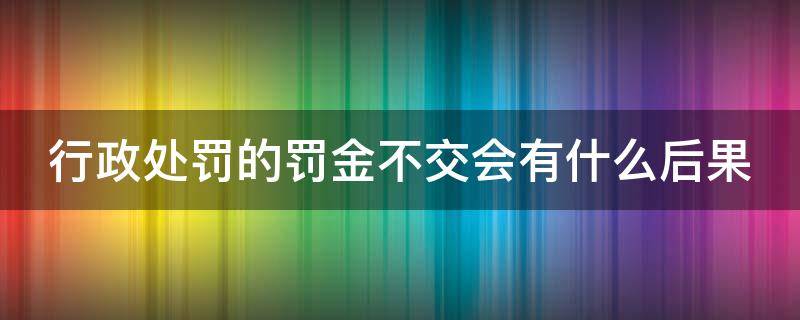 行政处罚的罚金不交会有什么后果 行政处罚的罚金不交会有什么后果吗