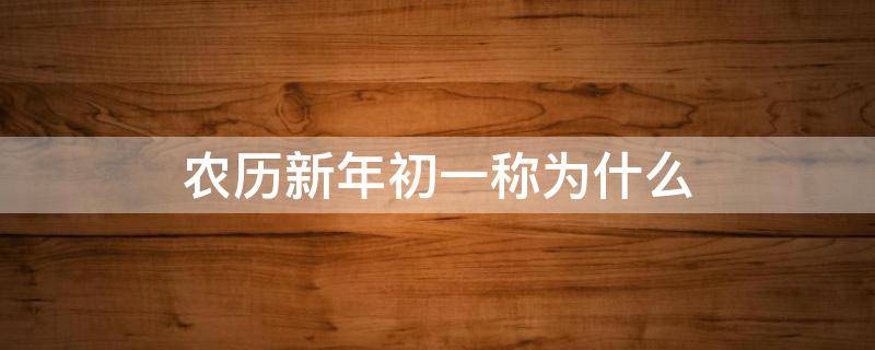 农历新年初一称为什么（新年初一称为什么日）