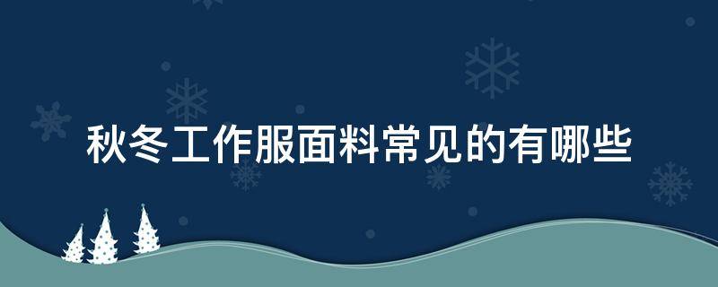 秋冬工作服面料常见的有哪些（冬季工作服一般有哪些款式）