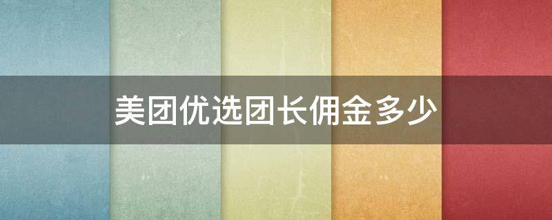 美团优选团长佣金多少 美团优选团长自己下单有佣金吗