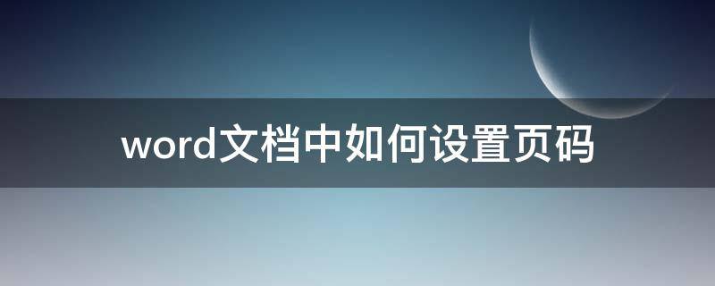 word文档中如何设置页码（word文档中如何设置页码编号格式）