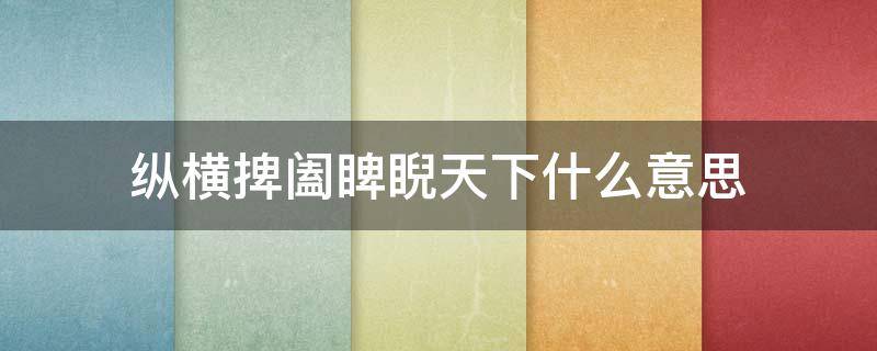 纵横捭阖睥睨天下什么意思 纵横捭阖,睥睨四方