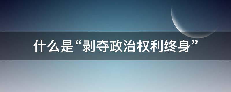 什么是“剥夺政治权利终身” 剥夺终身政治权利什么意思