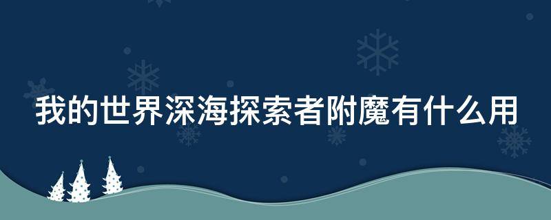 我的世界深海探索者附魔有什么用（我的世界装备最佳附魔表）