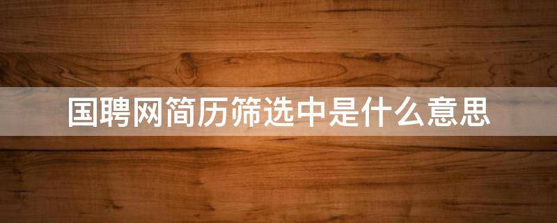 国聘网简历筛选中是什么意思 国聘显示筛选通过