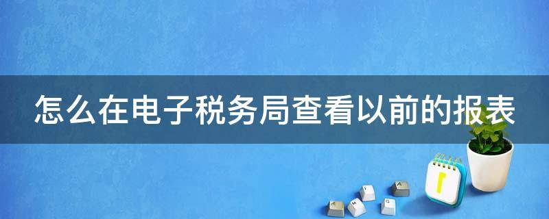 怎么在电子税务局查看以前的报表（电子税务局怎么看以前报过的表）