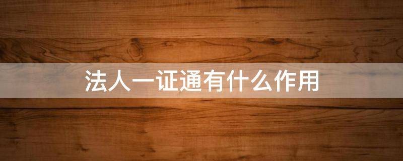 法人一证通有什么作用 法人一证通长啥样