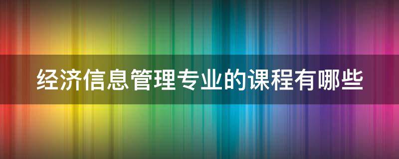 经济信息管理专业的课程有哪些（什么是经济信息管理专业）