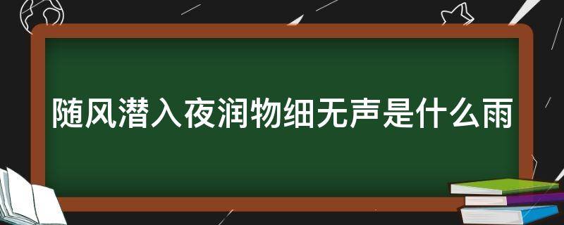 随风潜入夜润物细无声是什么雨（随风潜入夜润物细无声的含义）