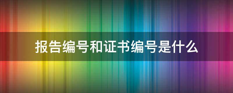 报告编号和证书编号是什么 证书的报告编号是什么