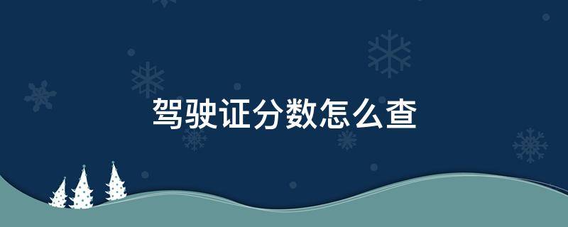 驾驶证分数怎么查（微信查询驾驶证分数怎么查）