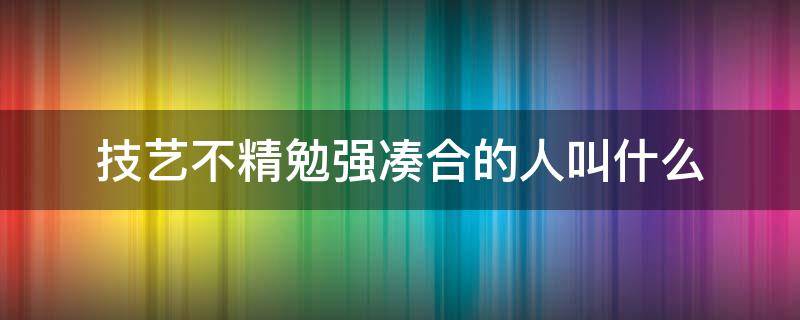 技艺不精勉强凑合的人叫什么（学艺不精勉强凑合的人）